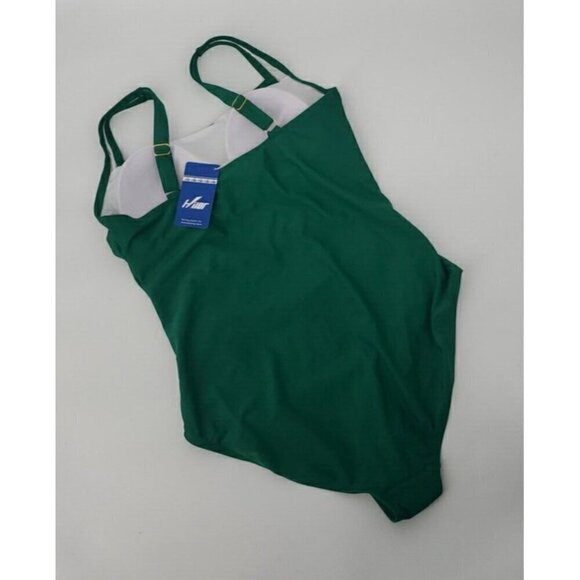 Hilor ARMY GREEN Shirred Tummy Control One Piece Swimsuit US 12 NWT - Picture 7 of 9